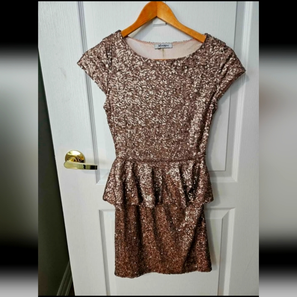 Ya Ya & Co Sparkling Sequins Mini Dress - Rose Gold